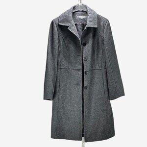 Kenneth Cole Reaction Wool Blend Single-Breasted Overcoat Gray Size 8
